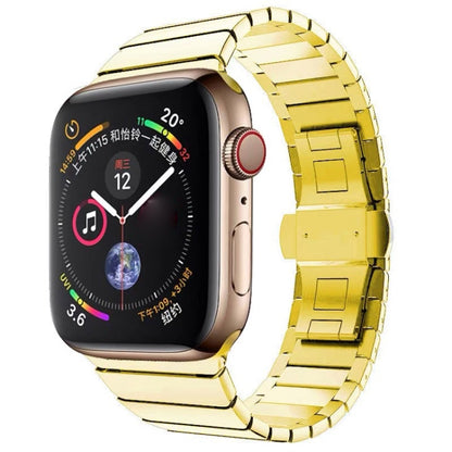 One-bead Steel Butterfly Buckle Watch Band For Apple Watch Series, For Apple Watch Series 8&7 41mm, For Apple Watch Ultra 49mm / Series 8&7 45mm, 7 41mm / 6&SE&5&4 40mm / 3&2&1 38mm, 7 45mm / 6&SE&5&4 44mm / 3&2&1 42mm