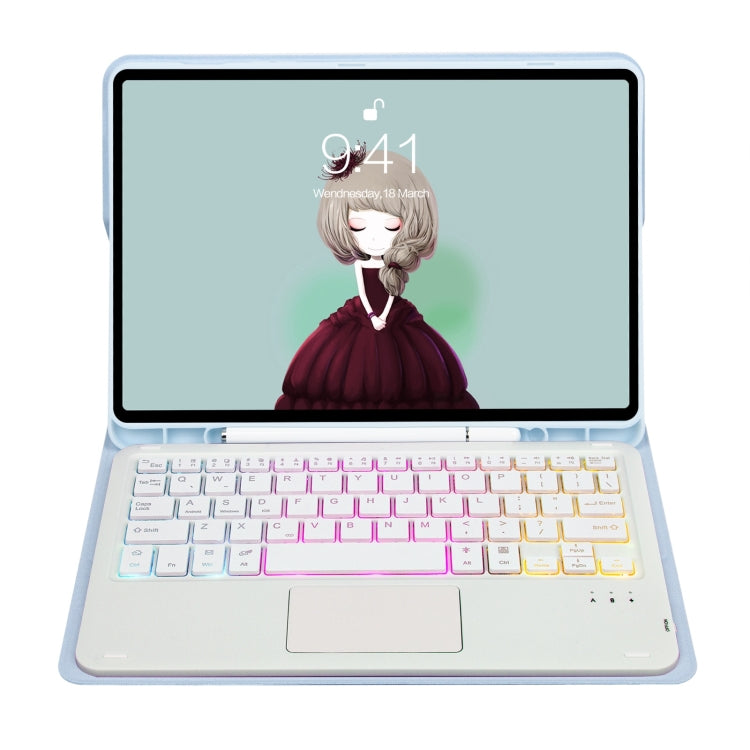 T07B-AS Skin Feel Pen Slot Touch Pad Bluetooth Keyboard Leather Tablet Case, For iPad 9.7 2018&2017 / Pro 9.7 / Air 2, For iPad 10.2 2021&2020&2019/Air 2019/Pro 10.5, For iPad Air 11 2025 / 2024 / Pro 11 2021&2020&2018����������������������������������...