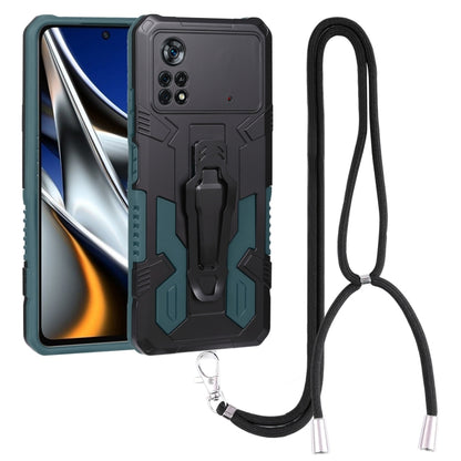 Lanyard Mecha Armor Kickstand PC + TPU Phone Case, For Xiaomi Poco X4 Pro 5G, For Xiaomi Redmi 10C, For Xiaomi Redmi Note 11 Pro Global, For Xiaomi Redmi Note 11S, For OPPO Realme C31