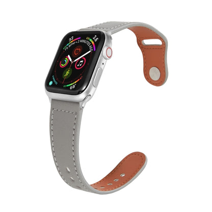 Nail Silver Buckle Leather Watch Band For Apple Watch Series, 7 41mm / 6&SE&5&4 40mm / 3&2&1 38mm, 7 45mm / 6&SE&5&4 44mm / 3&2&1 42mm