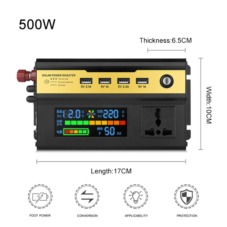 8896 500W Car Smart Multi-functional Digital Display Inverter, 12V, 24V, 48V