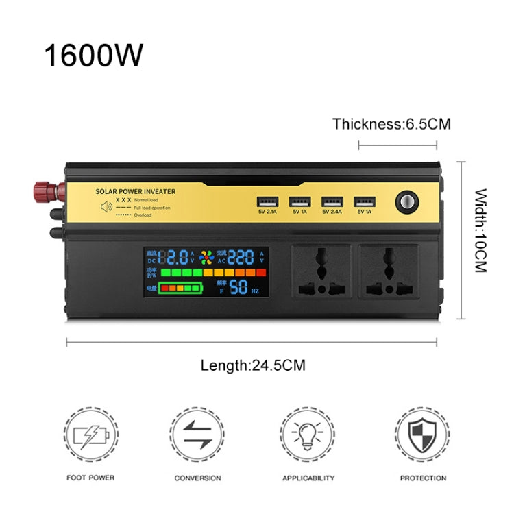 8896 1600W Car Smart Multi-functional Digital Display Inverter, 12V, 24V, 48V