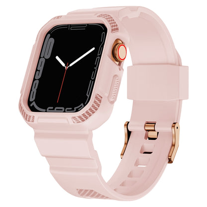 Integrated Carbon Fiber Pattern Silicone Watch Band For Apple Watch Series, 7 41mm / 6&SE&5&4 40mm / 3&2&1 38mm, 7 45mm / 6&SE&5&4 44mm / 3&2&1 42mm