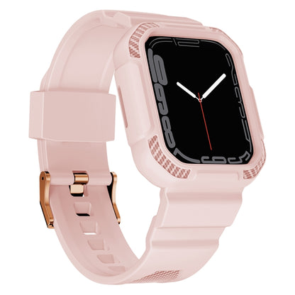Integrated Carbon Fiber Pattern Silicone Watch Band For Apple Watch Series, 7 41mm / 6&SE&5&4 40mm / 3&2&1 38mm, 7 45mm / 6&SE&5&4 44mm / 3&2&1 42mm