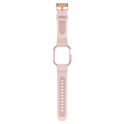Integrated Carbon Fiber Pattern Silicone Watch Band For Apple Watch Series, 7 41mm / 6&SE&5&4 40mm / 3&2&1 38mm, 7 45mm / 6&SE&5&4 44mm / 3&2&1 42mm