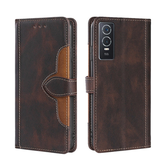 Stitching Skin Feel Magnetic Buckle Horizontal Flip PU Leather Case, For vivo Y76S/Y74S