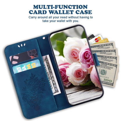 Butterfly Rose Embossed Leather Phone Case, For Tecno Spark 7 Pro, For Tecno Spark 7P, For Tecno Spark 8 / Spark 8T, For Tecno Spark 8P, For Tecno Spark Go 2022 / Spark 8C, For Tecno Spark Go 2022 / Spark 6 Go