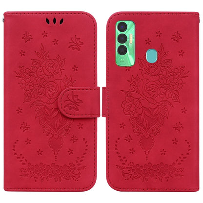 Butterfly Rose Embossed Leather Phone Case, For Tecno Spark 7 Pro, For Tecno Spark 7P, For Tecno Spark 8 / Spark 8T, For Tecno Spark 8P, For Tecno Spark Go 2022 / Spark 8C, For Tecno Spark Go 2022 / Spark 6 Go