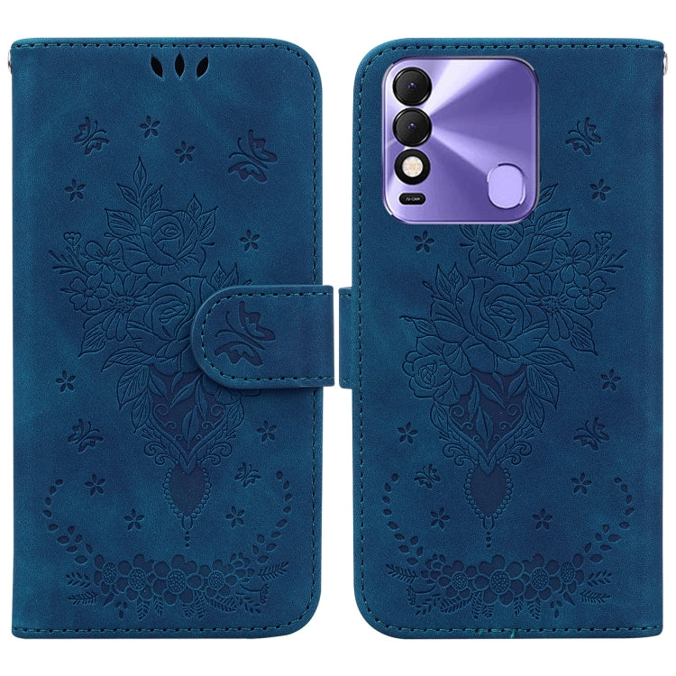 Butterfly Rose Embossed Leather Phone Case, For Tecno Spark 7 Pro, For Tecno Spark 7P, For Tecno Spark 8 / Spark 8T, For Tecno Spark 8P, For Tecno Spark Go 2022 / Spark 8C, For Tecno Spark Go 2022 / Spark 6 Go