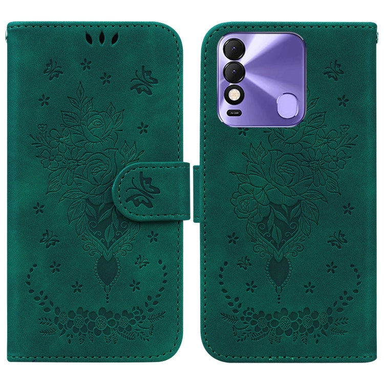 Butterfly Rose Embossed Leather Phone Case, For Tecno Spark 7 Pro, For Tecno Spark 7P, For Tecno Spark 8 / Spark 8T, For Tecno Spark 8P, For Tecno Spark Go 2022 / Spark 8C, For Tecno Spark Go 2022 / Spark 6 Go