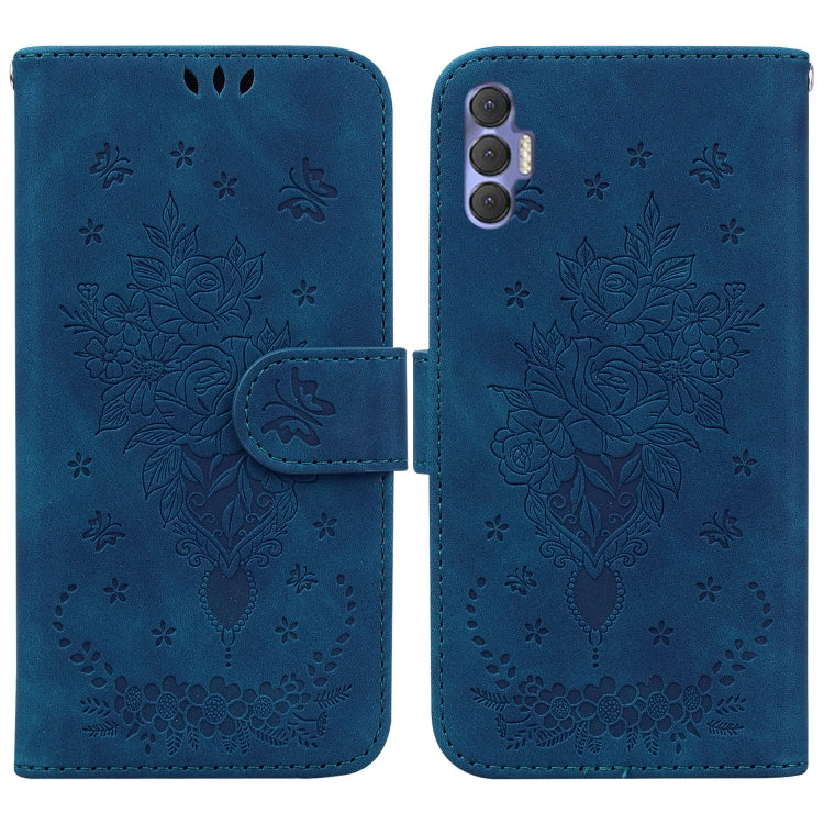 Butterfly Rose Embossed Leather Phone Case, For Tecno Spark 7 Pro, For Tecno Spark 7P, For Tecno Spark 8 / Spark 8T, For Tecno Spark 8P, For Tecno Spark Go 2022 / Spark 8C, For Tecno Spark Go 2022 / Spark 6 Go