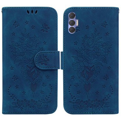 Butterfly Rose Embossed Leather Phone Case, For Tecno Spark 7 Pro, For Tecno Spark 7P, For Tecno Spark 8 / Spark 8T, For Tecno Spark 8P, For Tecno Spark Go 2022 / Spark 8C, For Tecno Spark Go 2022 / Spark 6 Go
