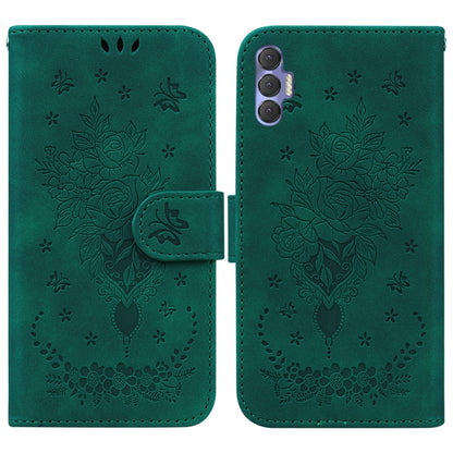 Butterfly Rose Embossed Leather Phone Case, For Tecno Spark 7 Pro, For Tecno Spark 7P, For Tecno Spark 8 / Spark 8T, For Tecno Spark 8P, For Tecno Spark Go 2022 / Spark 8C, For Tecno Spark Go 2022 / Spark 6 Go
