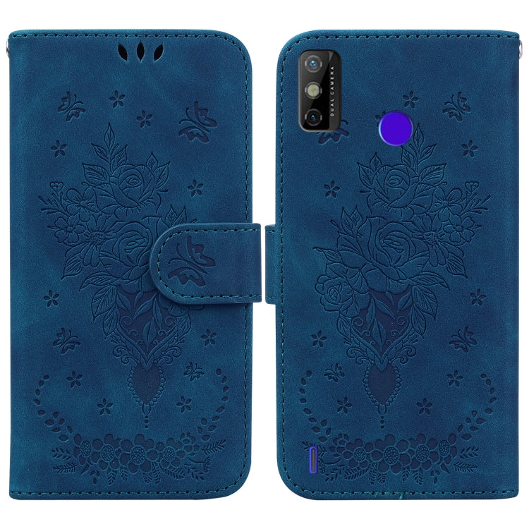 Butterfly Rose Embossed Leather Phone Case, For Tecno Spark 7 Pro, For Tecno Spark 7P, For Tecno Spark 8 / Spark 8T, For Tecno Spark 8P, For Tecno Spark Go 2022 / Spark 8C, For Tecno Spark Go 2022 / Spark 6 Go
