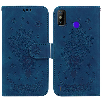 Butterfly Rose Embossed Leather Phone Case, For Tecno Spark 7 Pro, For Tecno Spark 7P, For Tecno Spark 8 / Spark 8T, For Tecno Spark 8P, For Tecno Spark Go 2022 / Spark 8C, For Tecno Spark Go 2022 / Spark 6 Go