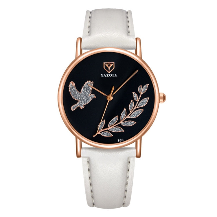 YAZOLE 360 Leather Band Dove of Peace Diamond Lady Watch