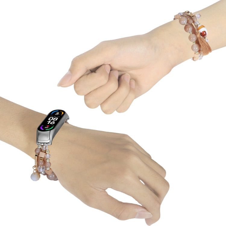 Round Bead Chain Watch Band, For Xiaomi Mi Band 4 / 3, For Xiaomi Mi Band 6 / 5, For Xiaomi Mi Band 7