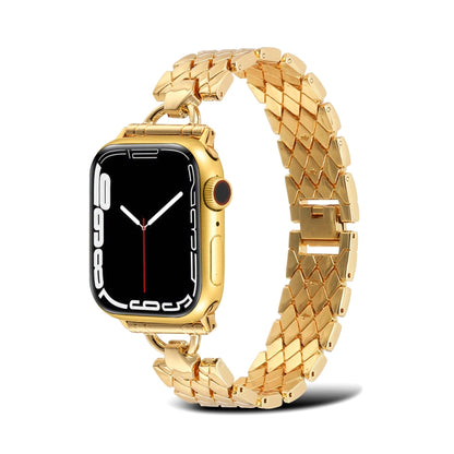 D-shaped Rhombus Metal Watch Band For Apple Watch Series, 7 45mm / 6&SE&5&4 44mm / 3&2&1 42mm, 7 41mm / 6&SE&5&4 40mm / 3&2&1 38mm