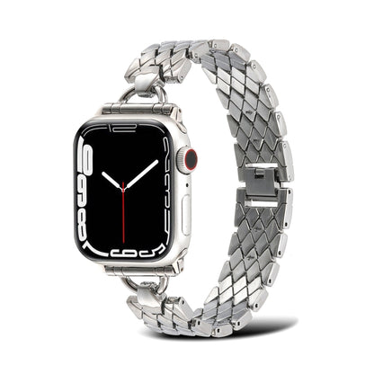 D-shaped Rhombus Metal Watch Band For Apple Watch Series, 7 45mm / 6&SE&5&4 44mm / 3&2&1 42mm, 7 41mm / 6&SE&5&4 40mm / 3&2&1 38mm
