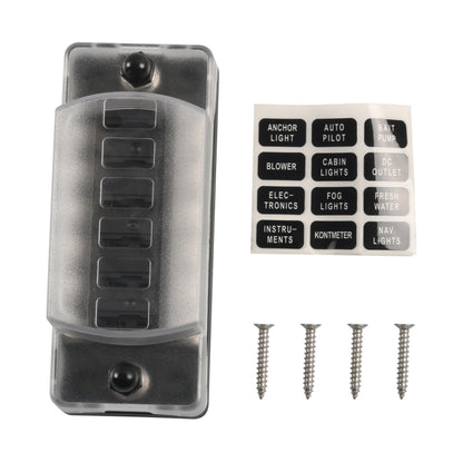 6 Way Fuse Box Blade Fuse Holder with Negative for Auto Car Truck Boat, A5602-01