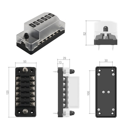 6 Way Fuse Box Blade Fuse Holder with Negative for Auto Car Truck Boat, A5602-01