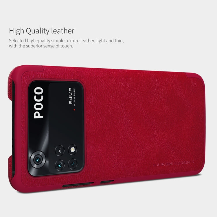 NILLKIN QIN Series Crazy Horse Texture Leather Phone Case, For Xiaomi Poco M4 Pro