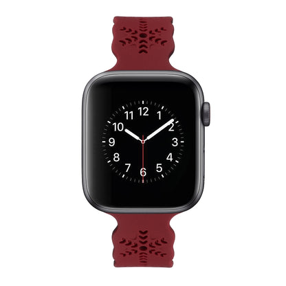 Snowflake Silicone Watch Band For Apple Watch Series, 7 41mm / 6&SE&5&4 40mm / 3&2&1 38mm, 7 45mm / 6&SE&5&4 44mm / 3&2&1 42mm