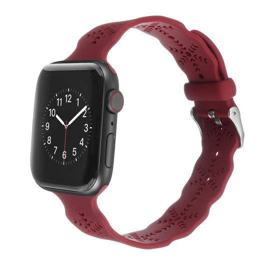 Bracelet de montre en silicone motif flocon de neige pour Apple Watch séries 7 (41 mm), 6, SE, 5, 4 (40 mm), 3, 2 et 1 (38 mm), 7 (45 mm), 6, SE, 5, 4 (44 mm), 3, 2 et 1 (42 mm)