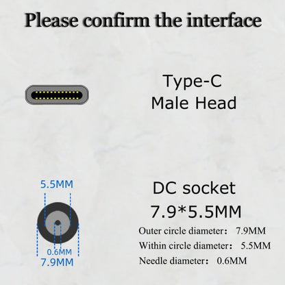 JORINDO 45W DC 7.9 x 5.5mm Female Socket to USB-C / Type-C Male Plug Power Adapter Converter, For Notebook