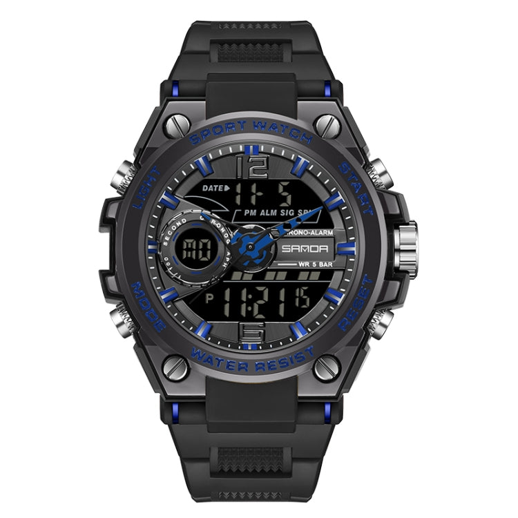 Montre de Sport Étanche SANDA 6092 avec Double Affichage Lumineux, EDA003166501A, EDA003166501B, EDA003166501C, EDA003166501D, EDA003166501E, EDA003166501F