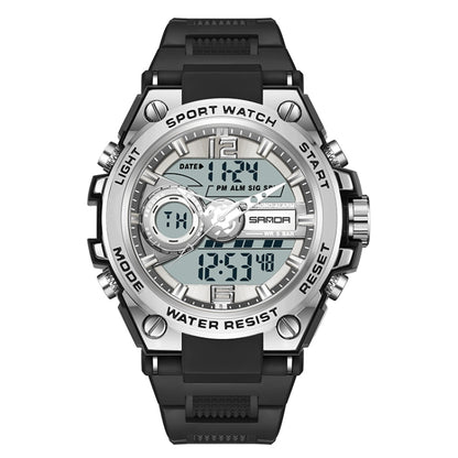 Montre de Sport Étanche SANDA 6092 avec Double Affichage Lumineux, EDA003166501A, EDA003166501B, EDA003166501C, EDA003166501D, EDA003166501E, EDA003166501F
