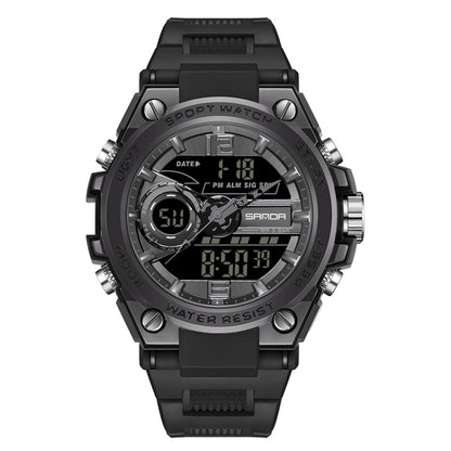 Montre de Sport Étanche SANDA 6092 avec Double Affichage Lumineux, EDA003166501A, EDA003166501B, EDA003166501C, EDA003166501D, EDA003166501E, EDA003166501F