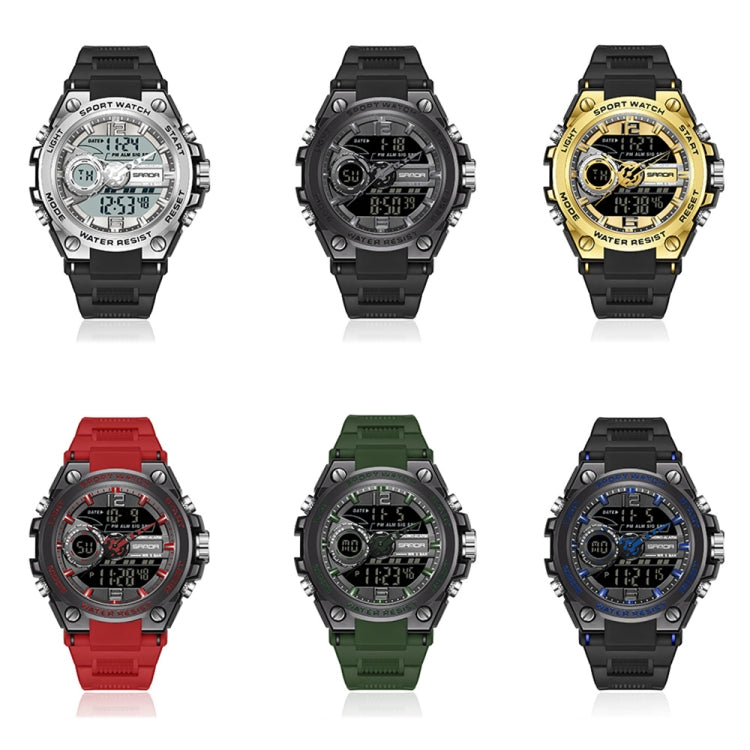 Montre de Sport Étanche SANDA 6092 avec Double Affichage Lumineux, EDA003166501A, EDA003166501B, EDA003166501C, EDA003166501D, EDA003166501E, EDA003166501F
