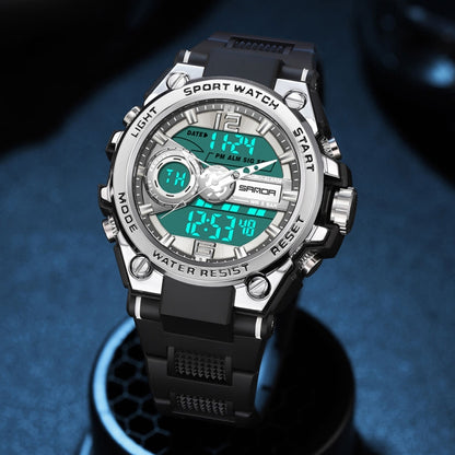 Montre de Sport Étanche SANDA 6092 avec Double Affichage Lumineux, EDA003166501A, EDA003166501B, EDA003166501C, EDA003166501D, EDA003166501E, EDA003166501F