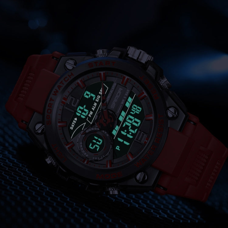 Montre de Sport Étanche SANDA 6092 avec Double Affichage Lumineux, EDA003166501A, EDA003166501B, EDA003166501C, EDA003166501D, EDA003166501E, EDA003166501F