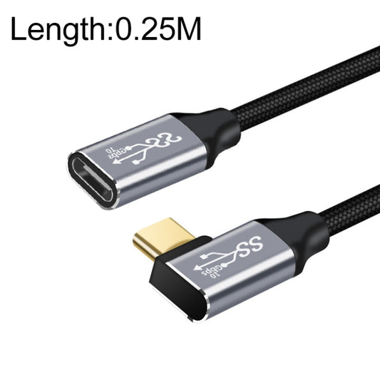 Câble de rallonge USB-C / Type-C femelle vers mâle coudé 10 Gbit/s pour recharge et transmission de données, 25 cm, 50 cm, 1 m