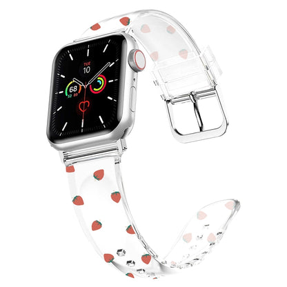 Square Buckle Transparent Watch Band For Apple Watch Series, 7 41mm / 6&SE&5&4 40mm / 3&2&1 38mm, 7 45mm / 6&SE&5&4 44mm / 3&2&1 42mm