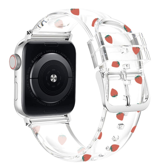 Square Buckle Transparent Watch Band For Apple Watch Series, 7 41mm / 6&SE&5&4 40mm / 3&2&1 38mm, 7 45mm / 6&SE&5&4 44mm / 3&2&1 42mm