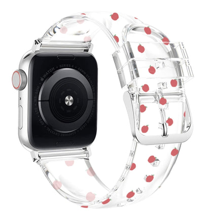 Square Buckle Transparent Watch Band For Apple Watch Series, 7 41mm / 6&SE&5&4 40mm / 3&2&1 38mm, 7 45mm / 6&SE&5&4 44mm / 3&2&1 42mm