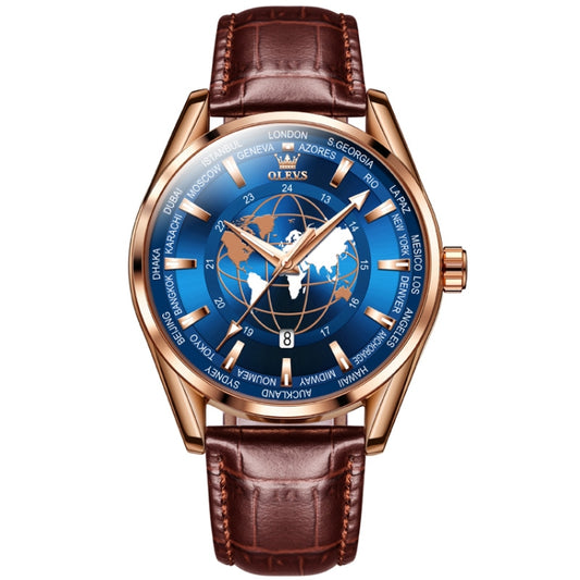 OLEVS 9926 Embossed Earth Dial Men Quartz Watch