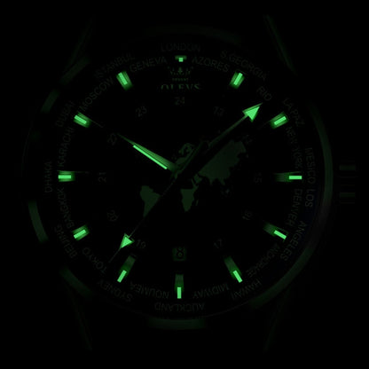 OLEVS 9926 Embossed Earth Dial Men Quartz Watch