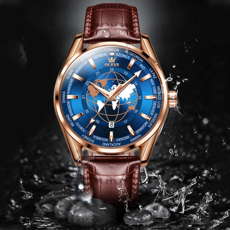 OLEVS 9926 Embossed Earth Dial Men Quartz Watch