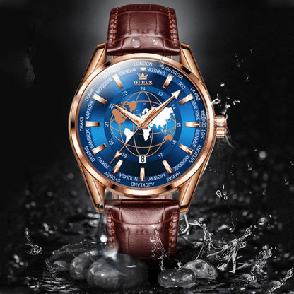 OLEVS 9926 Embossed Earth Dial Men Quartz Watch
