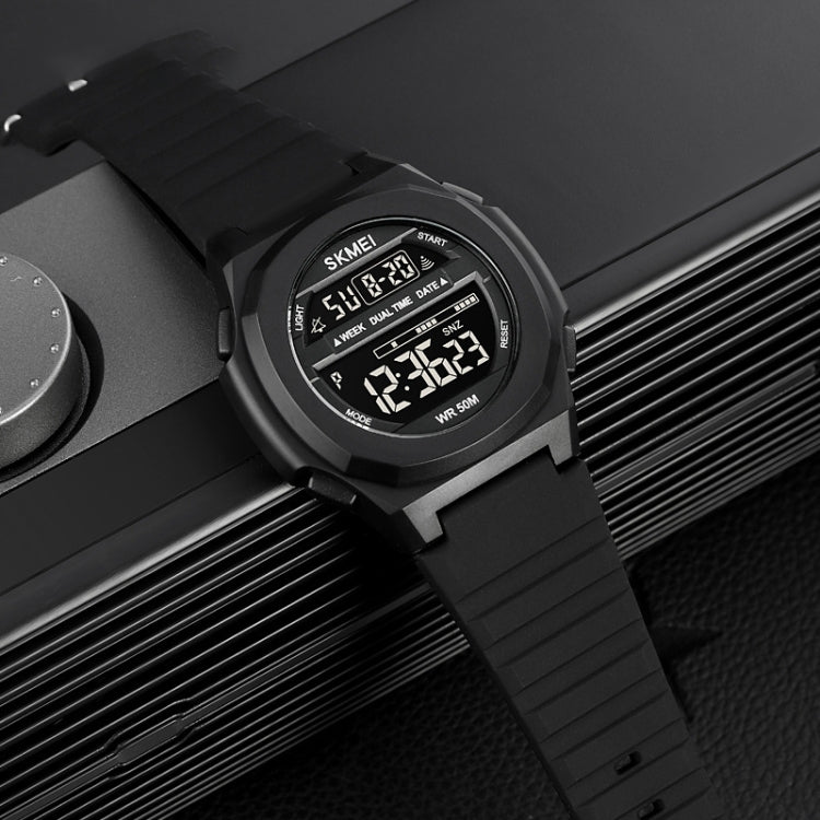 Montre électronique SKMEI 1821 avec boucle en acier inoxydable et bracelet en silicone