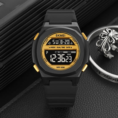 Montre électronique SKMEI 1821 avec boucle en acier inoxydable et bracelet en silicone