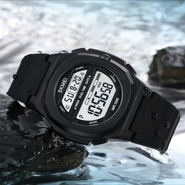 Montre électronique SKMEI 1821 avec boucle en acier inoxydable et bracelet en silicone