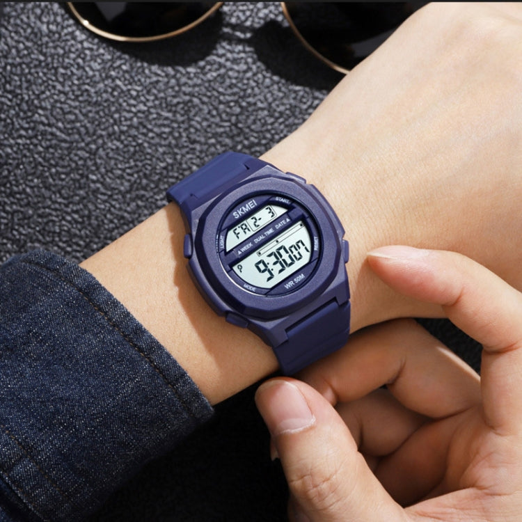 Montre électronique SKMEI 1821 avec boucle en acier inoxydable et bracelet en silicone
