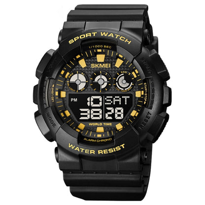 SKMEI 1857 Montre électronique étanche avec bracelet en PU et boucle en acier inoxydable