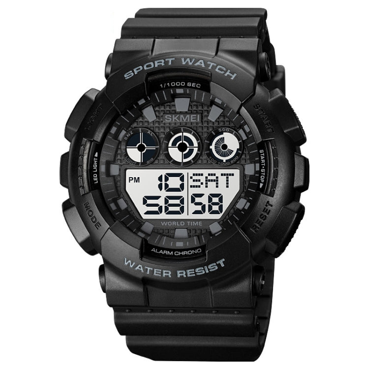 SKMEI 1857 Montre électronique étanche avec bracelet en PU et boucle en acier inoxydable
