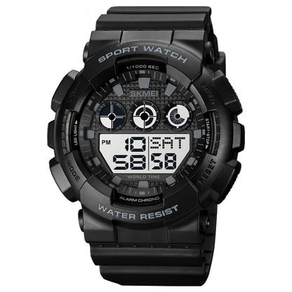 SKMEI 1857 Montre électronique étanche avec bracelet en PU et boucle en acier inoxydable